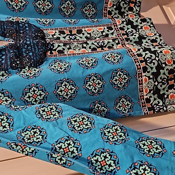 Carolyn Taylor teal bohemian oversized top size M - Picture 4 of 7